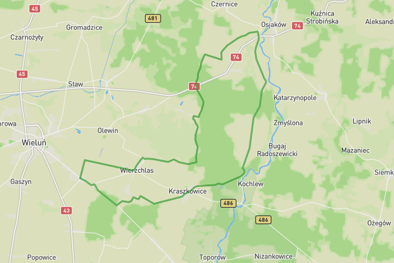 Szlak rowerowy EWI 2 Wierzchlas - Osjaków - Wierzchlas